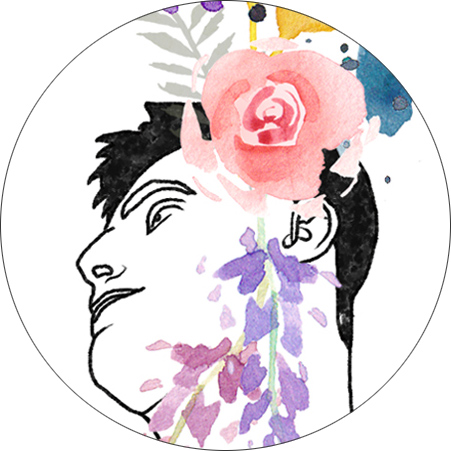 Detail Hommes Fleurs Aquarelle et digital CatMat 2022